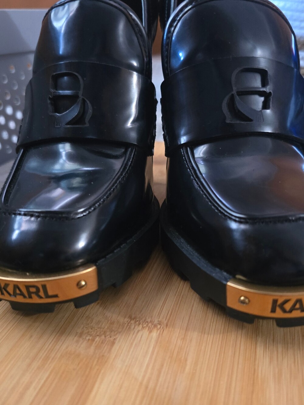 Women Karl Lagerfeld Black Heeled Loafer Pumps Size 8 - Picture 4 of 10